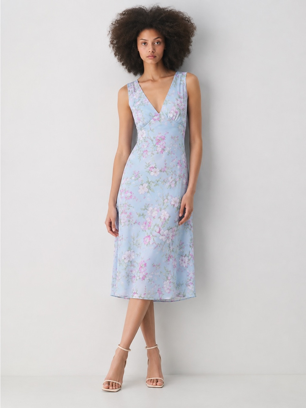 WAYF Dahlia Floral Print Sleeveless Midi Dress Size S NWT Nordstrom